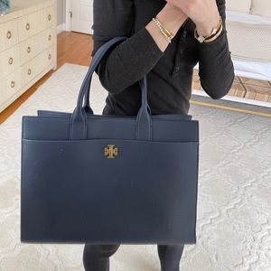 Tory Burch Kara tote. Tags. Navy blue. Perfect.